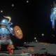 The armor-clad warrior from Loop Hero confronts a skeletal mage in the void.